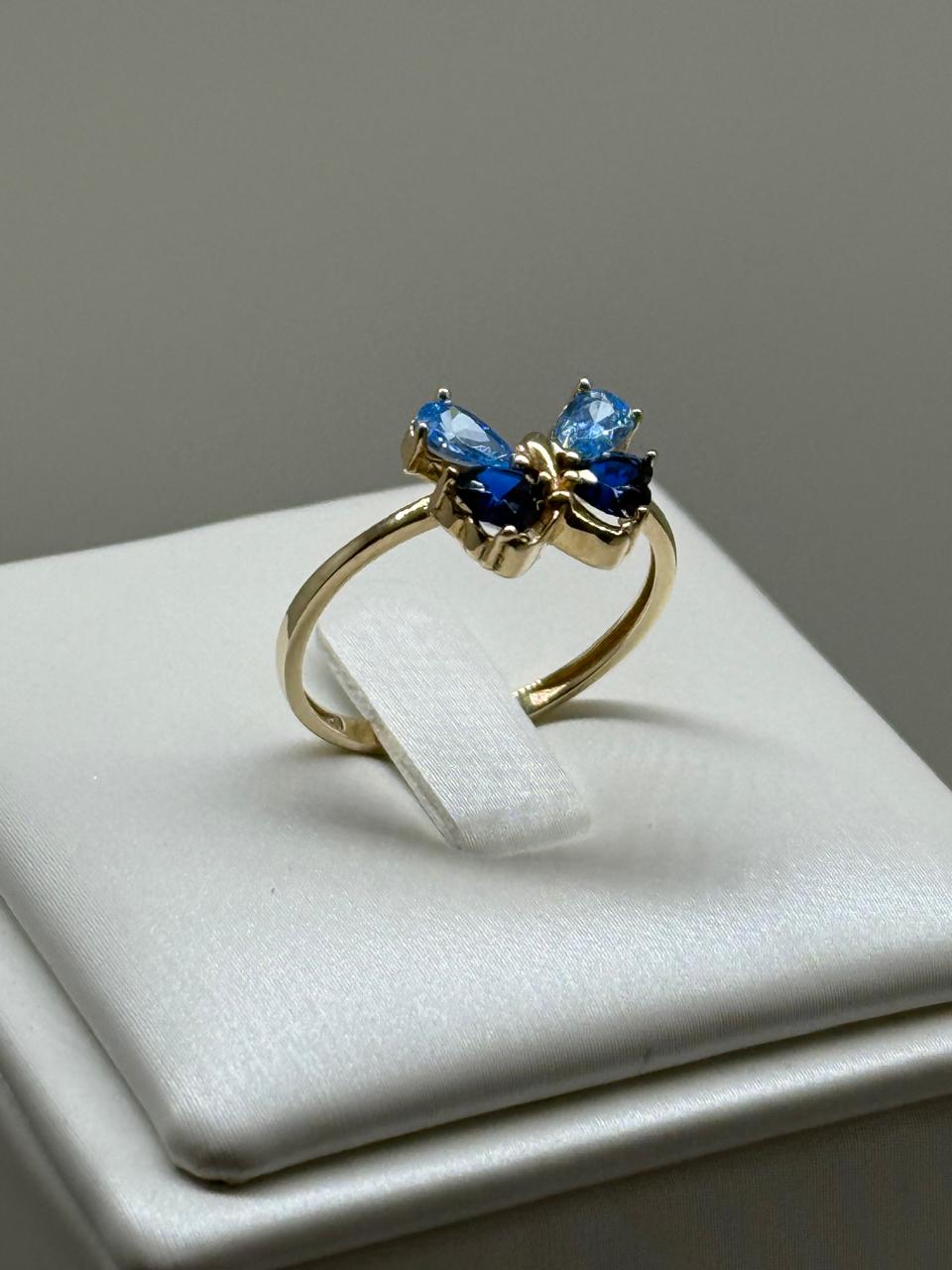 ANILLO MARIPOSA AZUL-CELESTE 10K 1.7GR